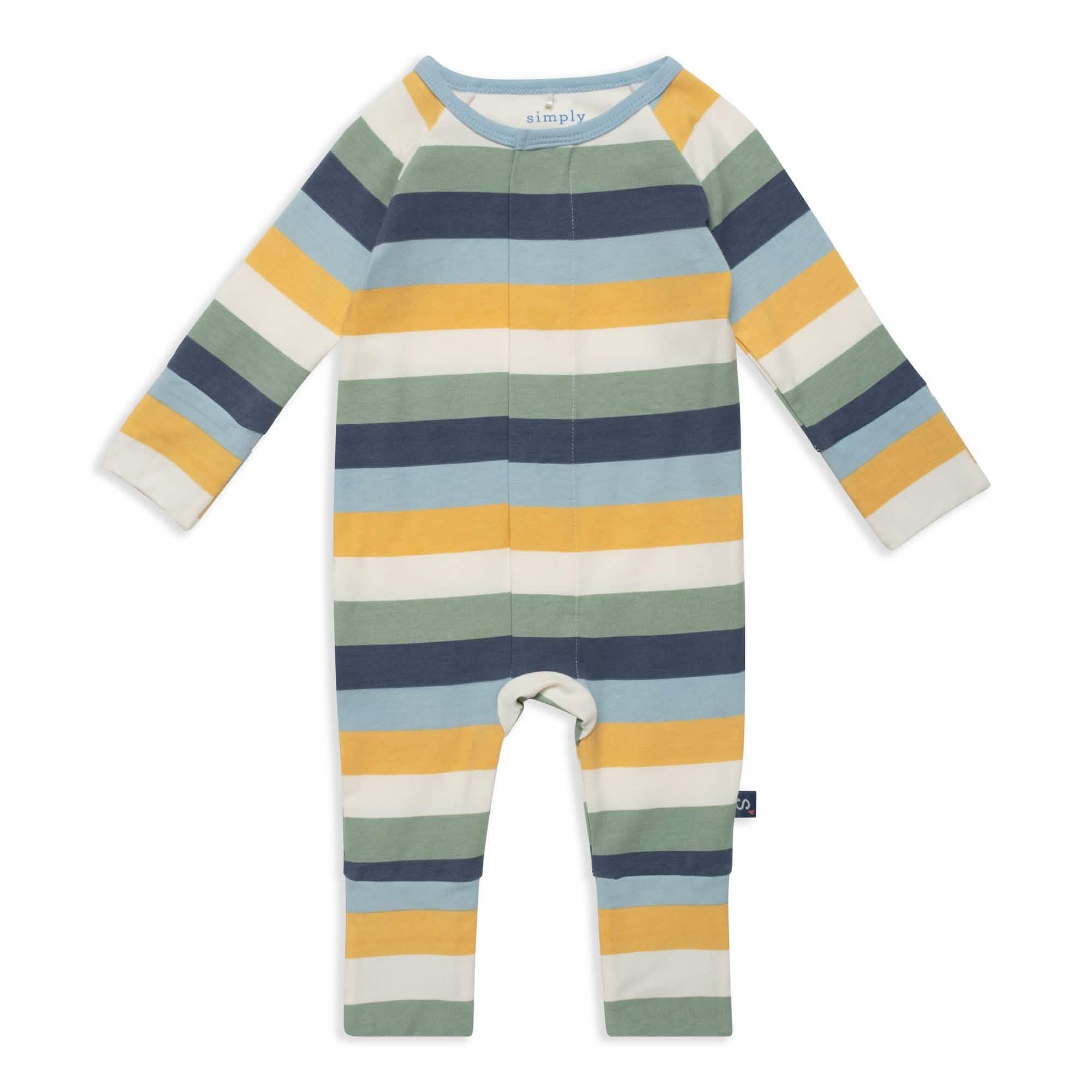 big multi stripe blue cloudstretch™ magnetic convertible coverall - re-loved - Image 2