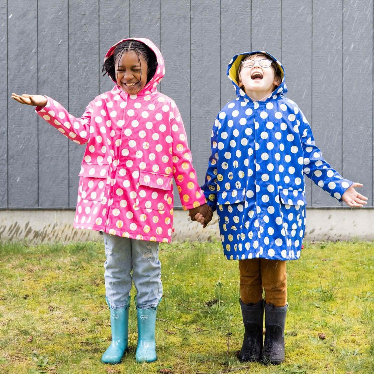 blue polka dot emoji magnetic singing in the raincoat - re-loved - Image 3