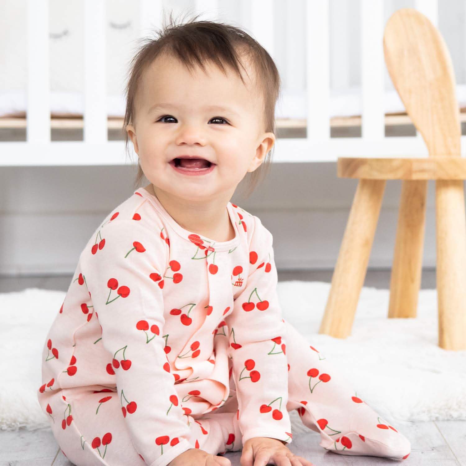 cherry pinkin' organic cotton magnetic footie - re-loved - Image 2