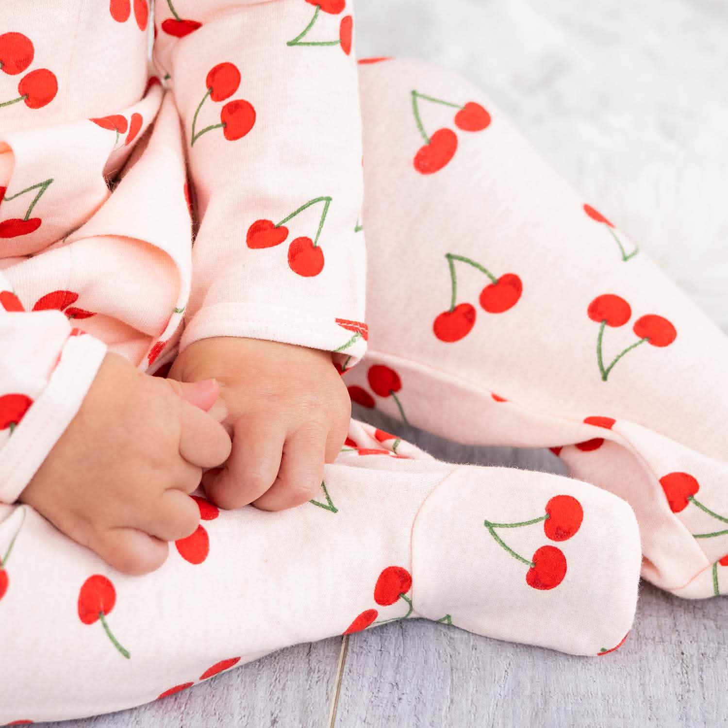 cherry pinkin' organic cotton magnetic footie - re-loved - Image 3