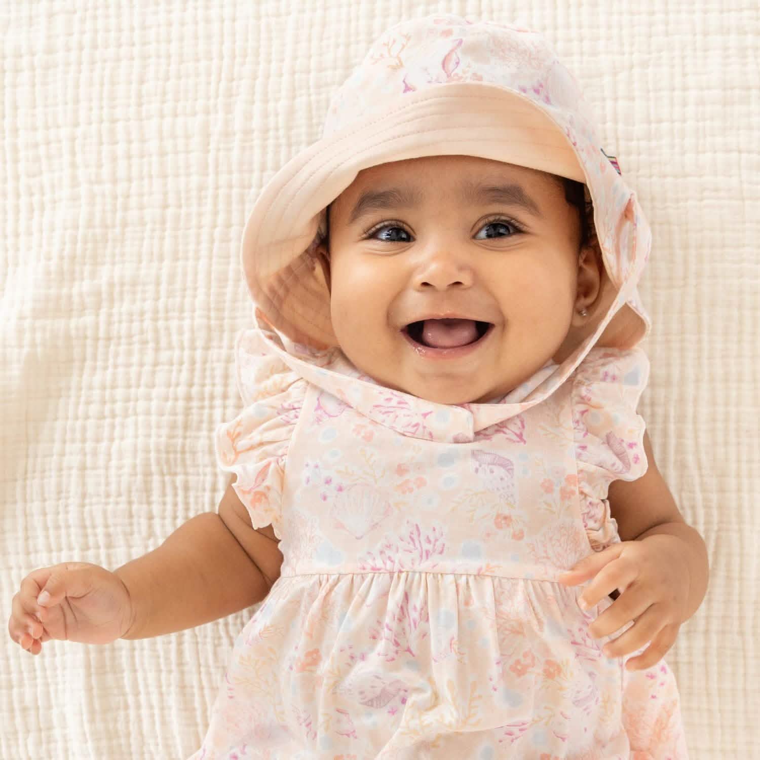 coral floral modal magnetic little baby dress + diaper cover set - re-loved - Image 3