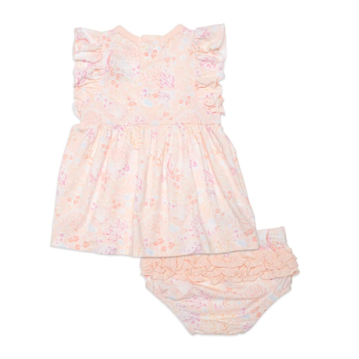coral floral modal magnetic little baby dress + diaper cover set - re-loved - Image 5