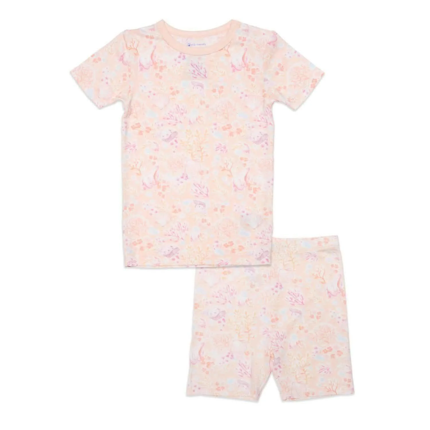 coral floral modal magnetic no drama toddler pajama shortie set - re-loved - Image 4