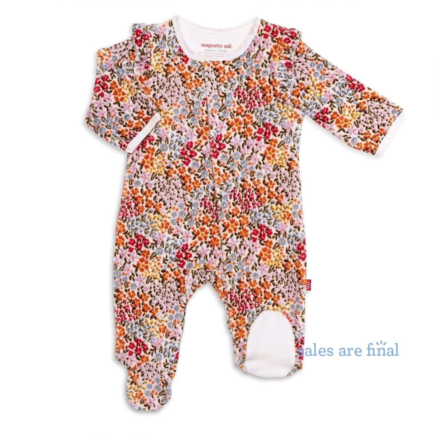 ditsy garden floral velour magnetic footie - re-loved - Image 6