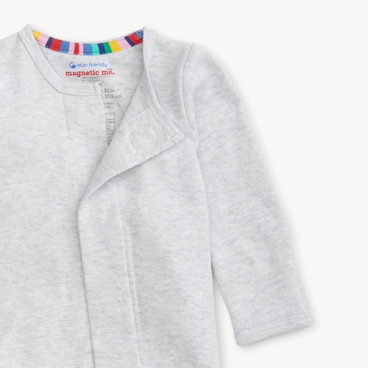 light gray melange organic cotton magnetic parent favorite footie - re-loved - Image 2