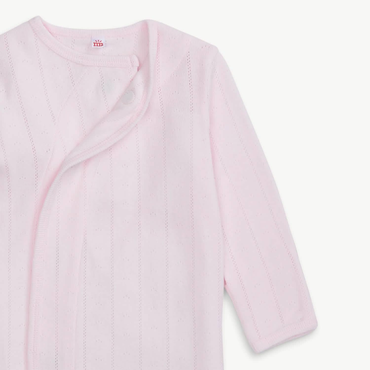 love lines pink organic cotton pointelle magnetic cozy sleeper gown + hat set - re-loved - Image 2