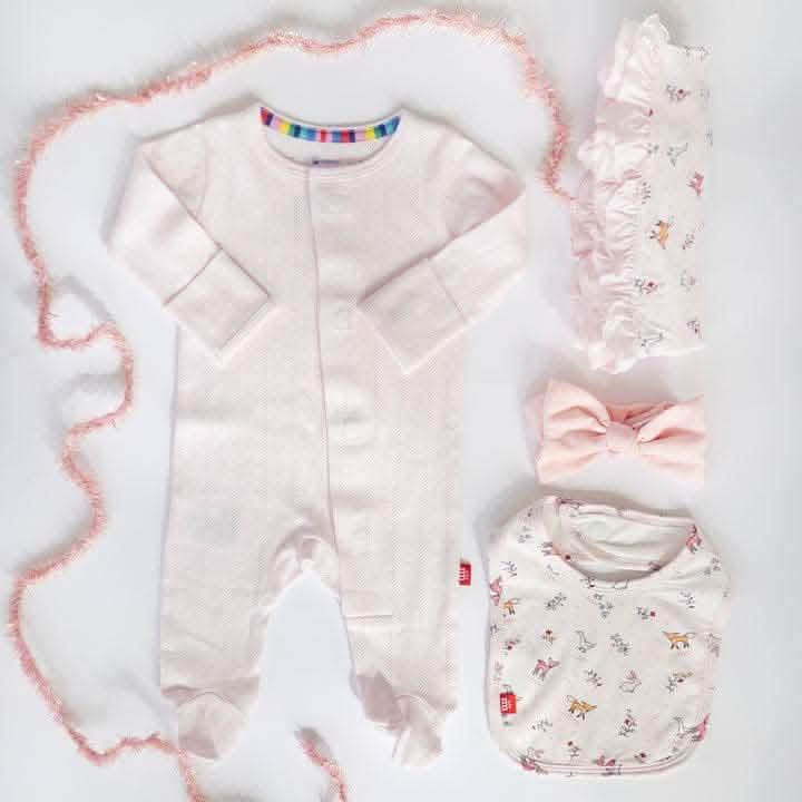love lines pink organic cotton pointelle magnetic parent favorite footie - re-loved - Image 4