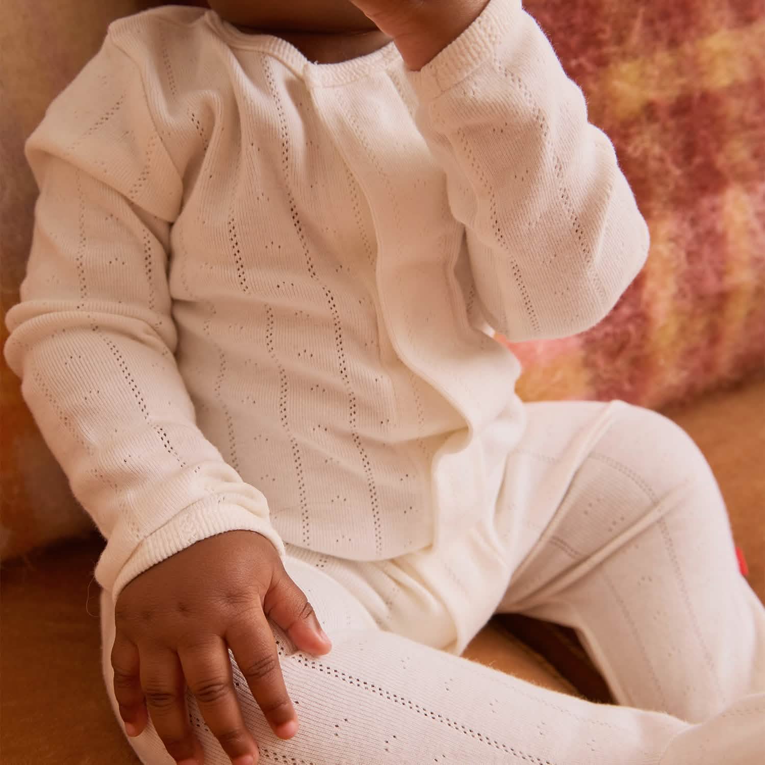 love lines tofu organic cotton pointelle magnetic parent favorite footie - re-loved - Image 3