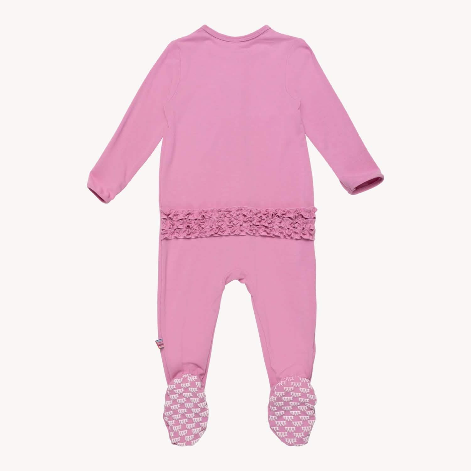 mauve RightFit™ magnetic parent favorite footie with ruffles - re-loved - Image 4