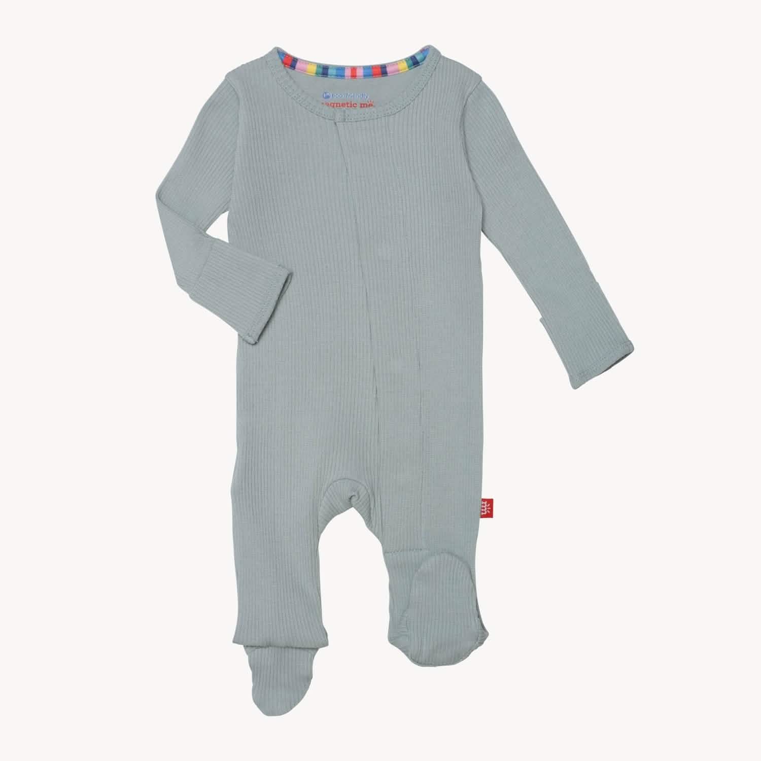 mist ribbed cotton magnetic parent favorite footie - re-loved - Image 2