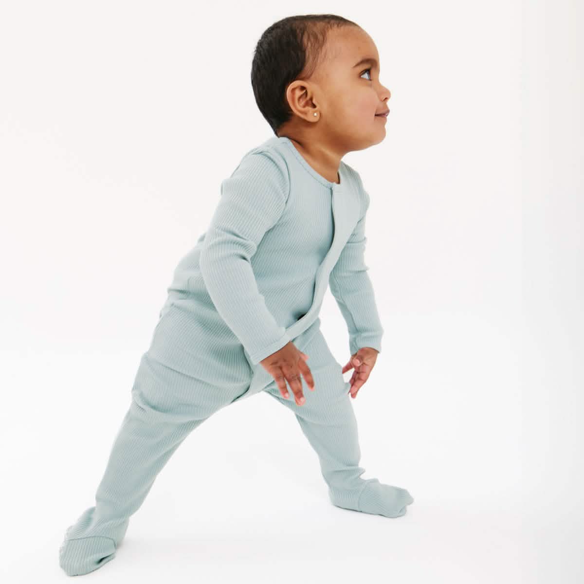 mist ribbed cotton magnetic parent favorite footie - re-loved - Image 4