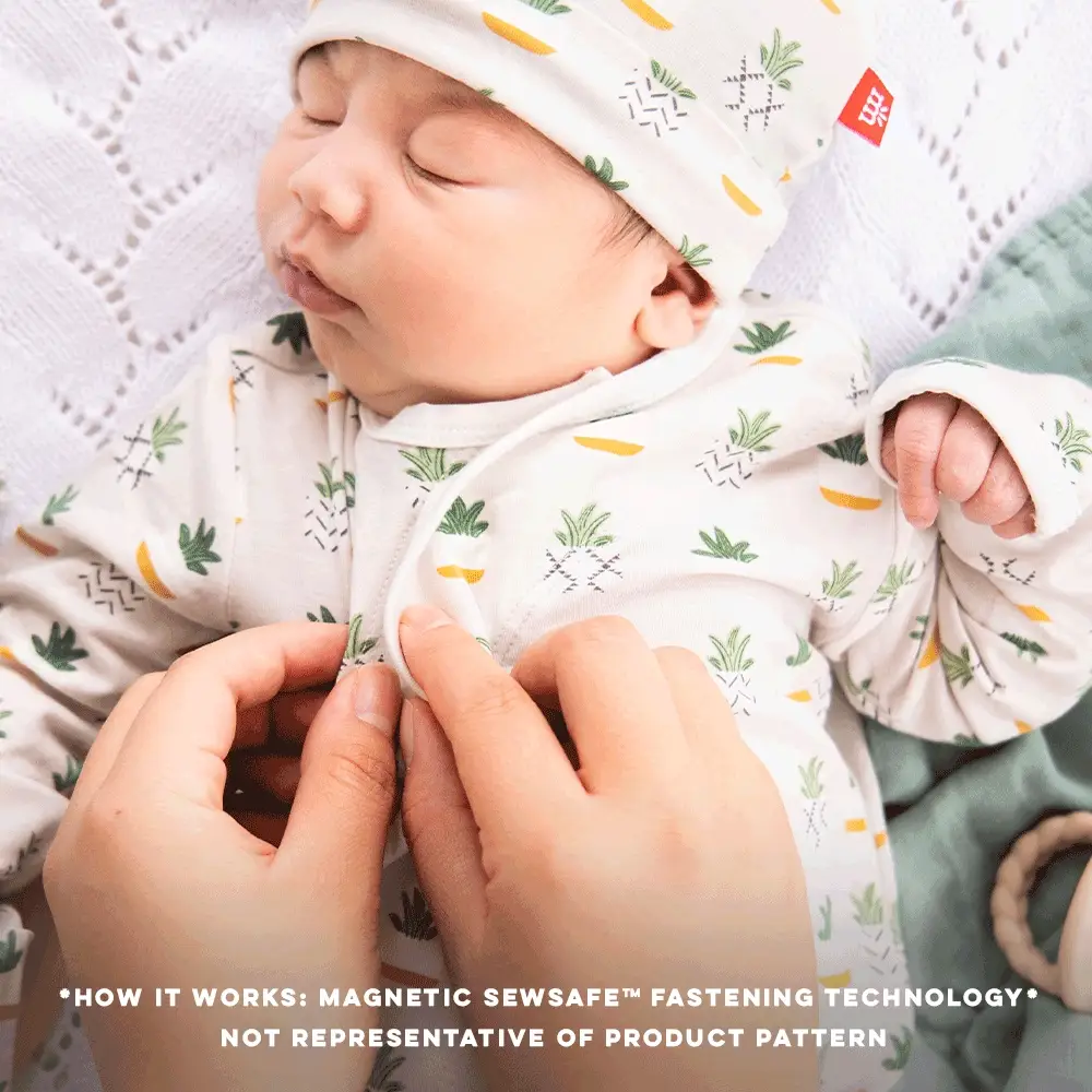 organic botanics modal magnetic cozy sleeper gown + hat set - re-loved - Image 3