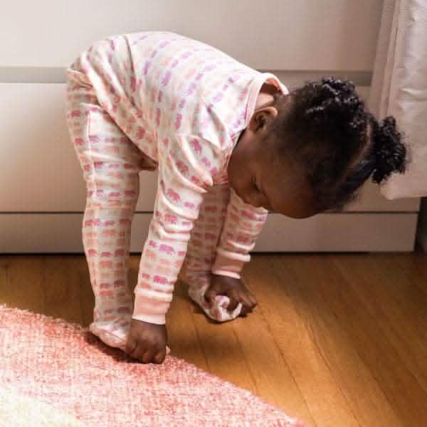 pink dancing elephants organic cotton magnetic parent favorite footie - re-loved - Image 3