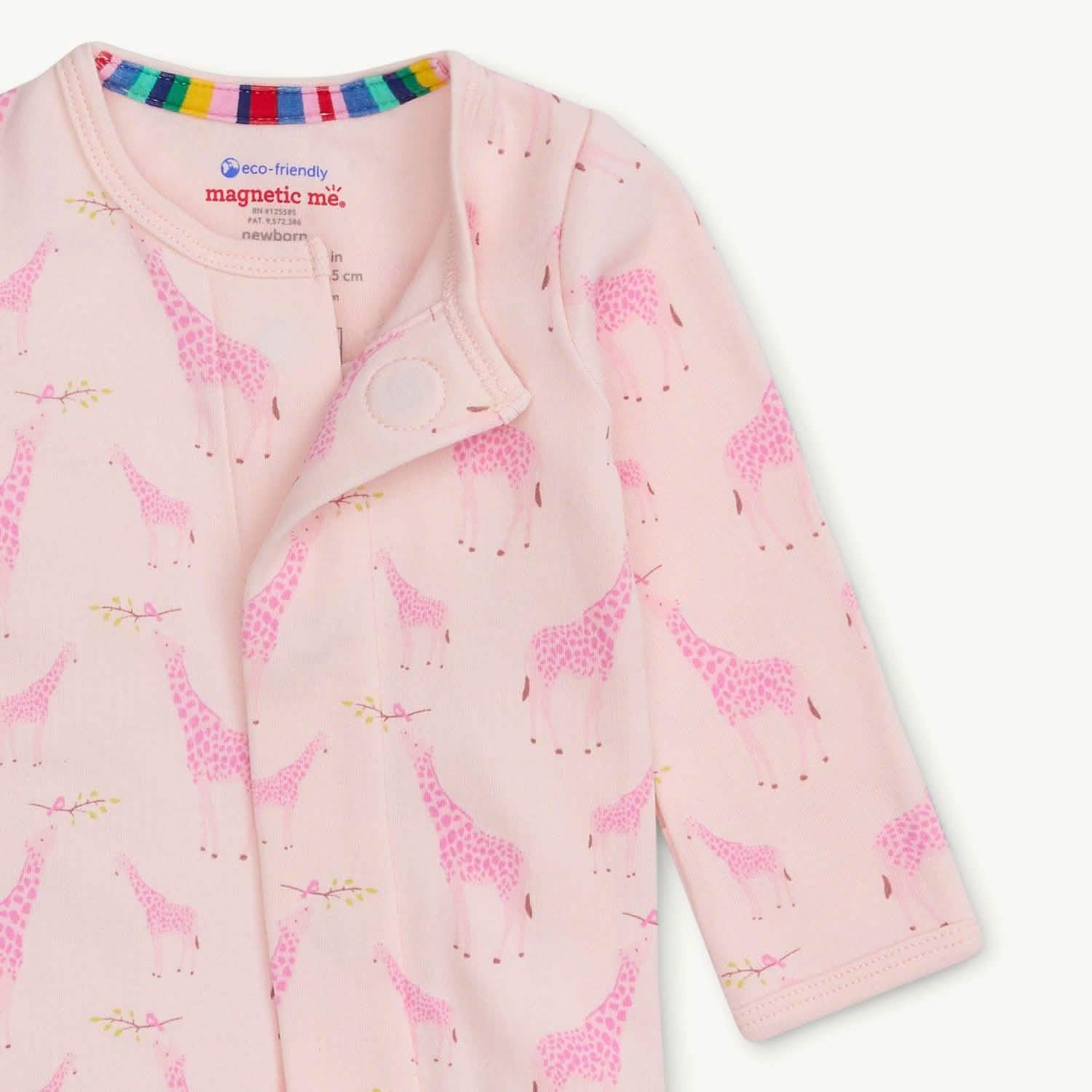pink jolie giraffe organic cotton parent favorite footie - re-loved - Image 3