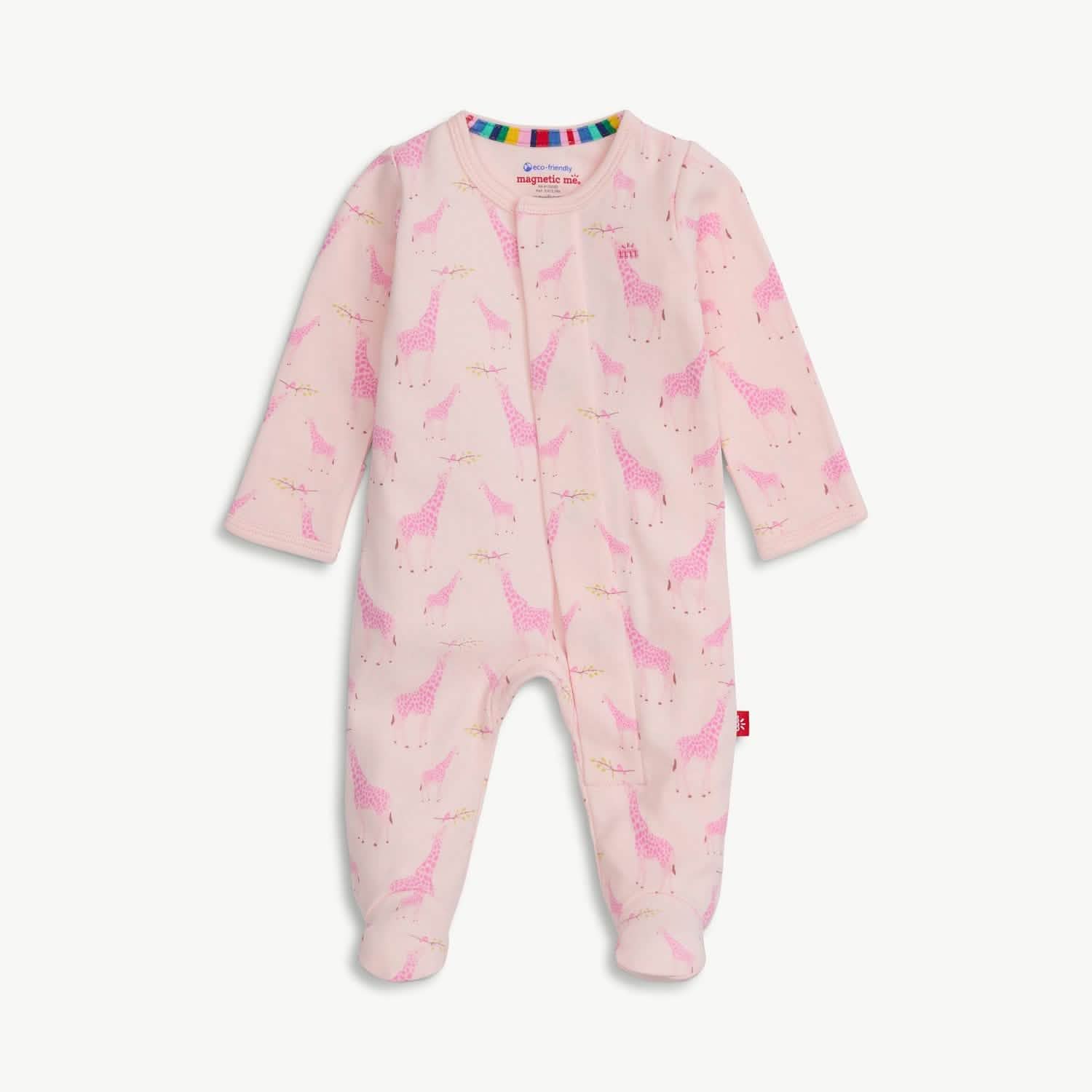 pink jolie giraffe organic cotton parent favorite footie - re-loved - Image 7