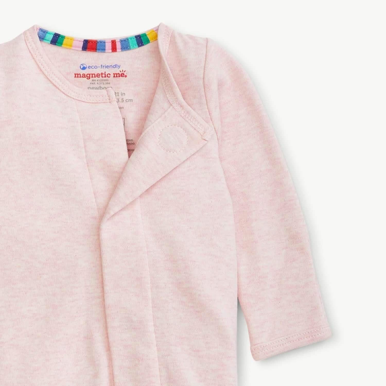 pink melange organic cotton magnetic parent favorite footie - re-loved - Image 2