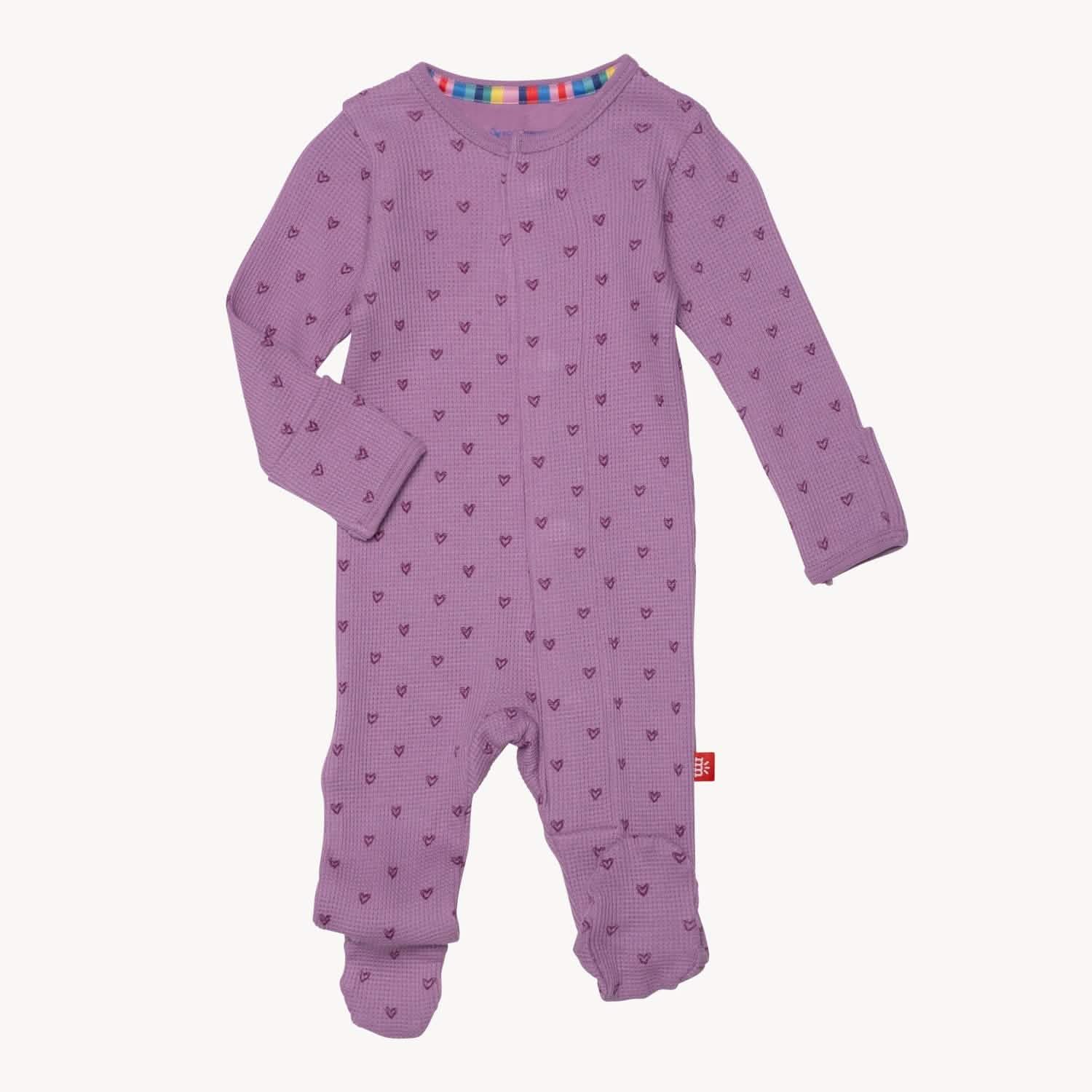 pink ribbon print waffle modal magnetic parent favorite footie - re-loved - Image 2