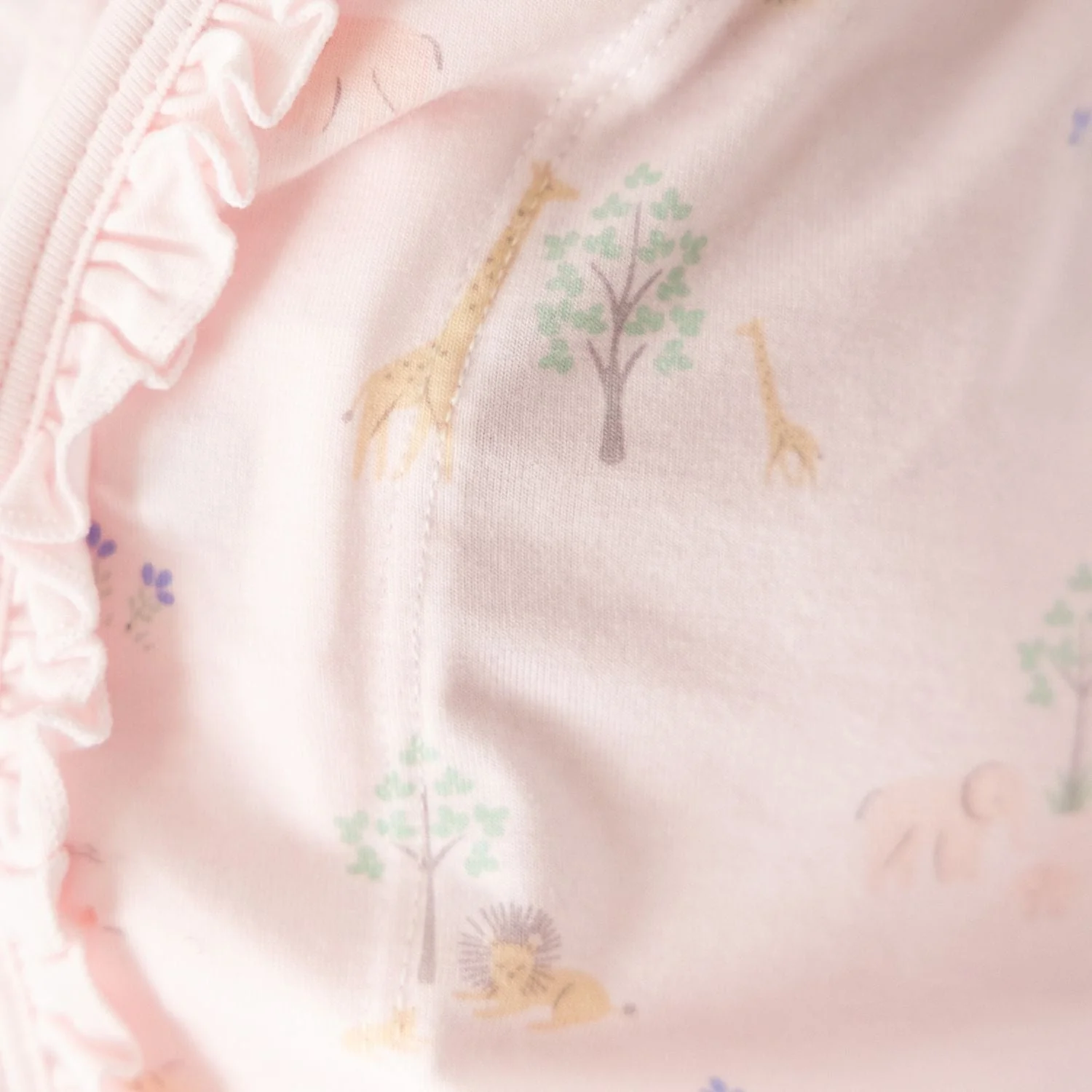 pink serene safari modal magnetic cozy sleeper gown + hat set with ruffles - re-loved - Image 4