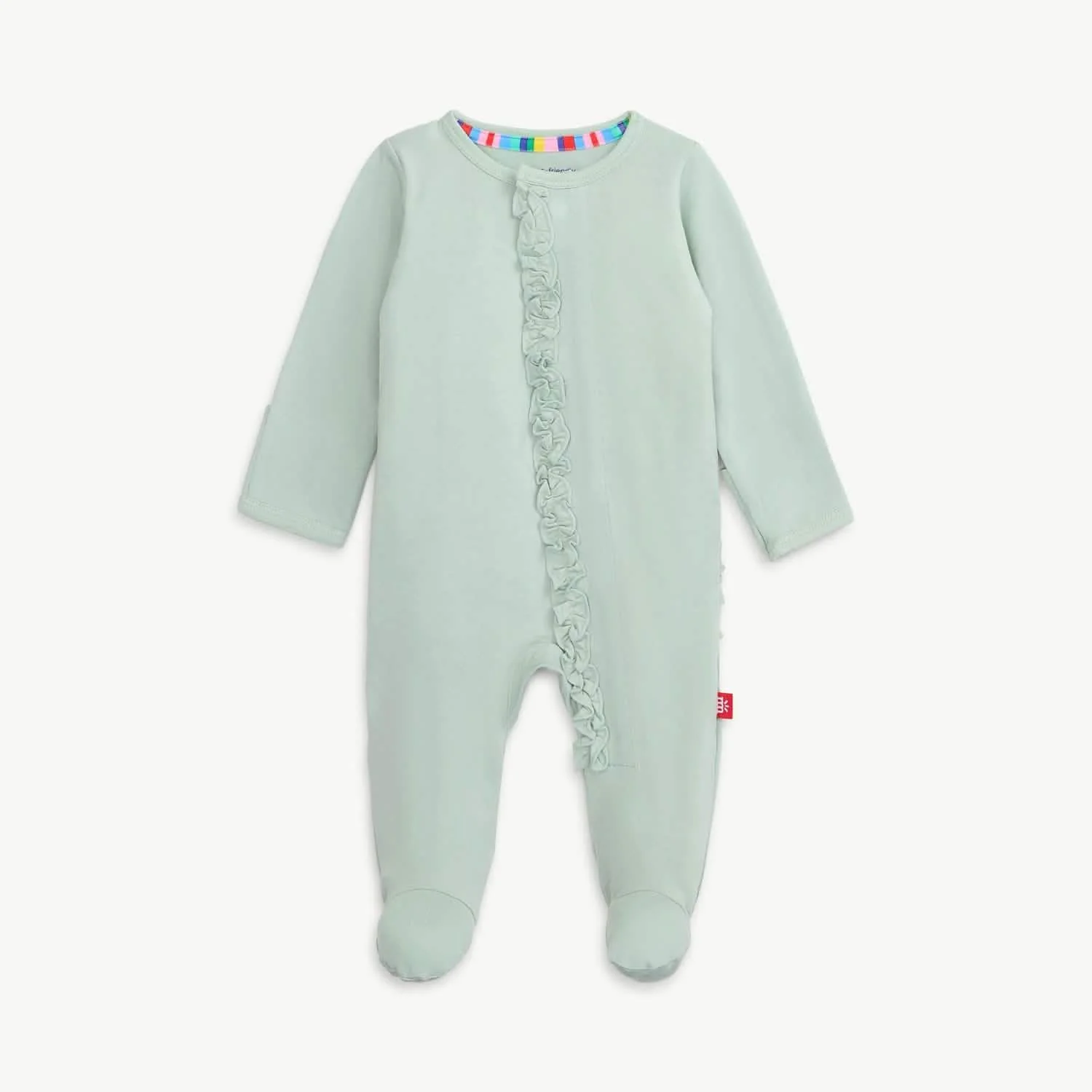 sea foam modal magnetic parent favorite footie with ruffles - re-loved - Image 4