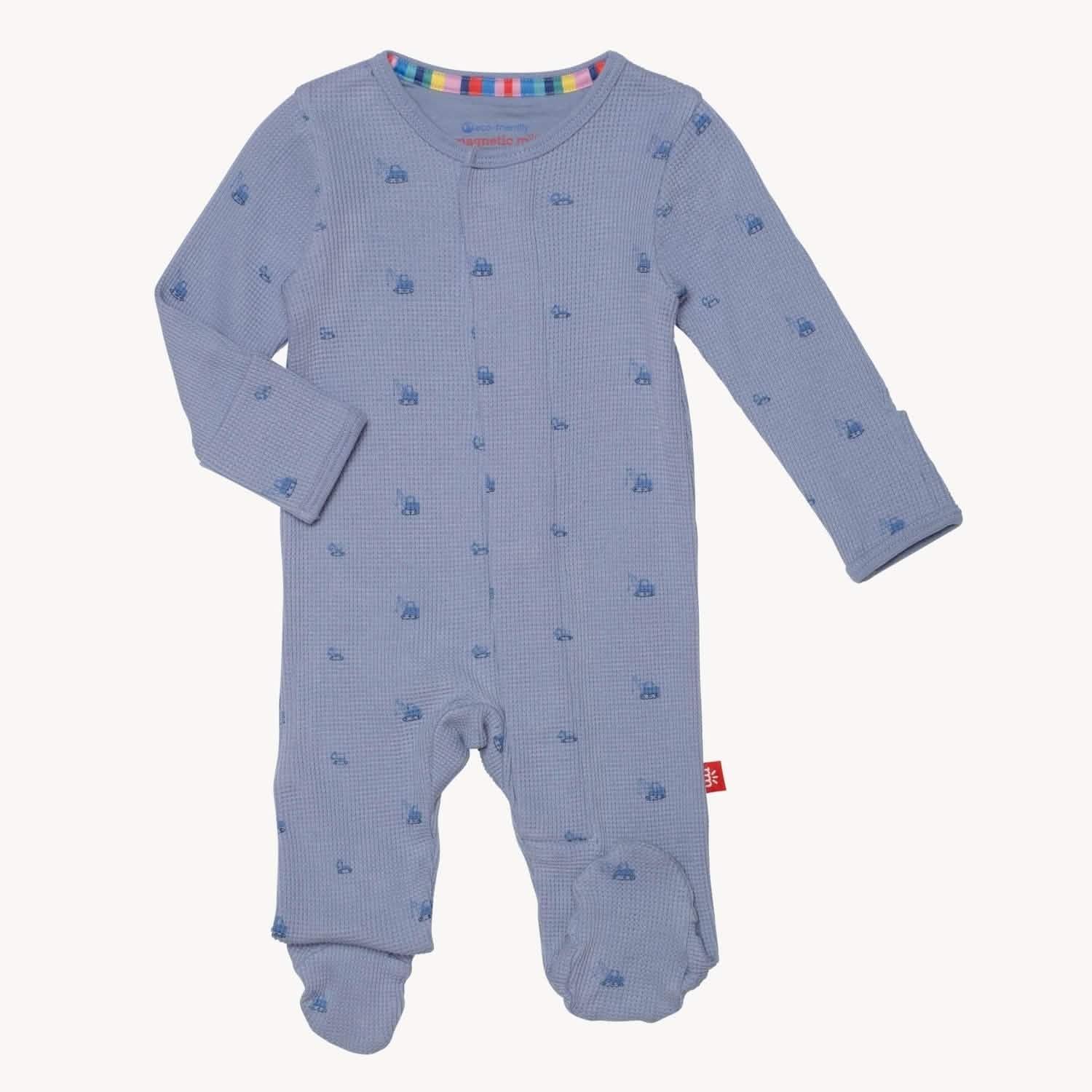soft slate print waffle modal magnetic parent favorite footie - re-loved - Image 2
