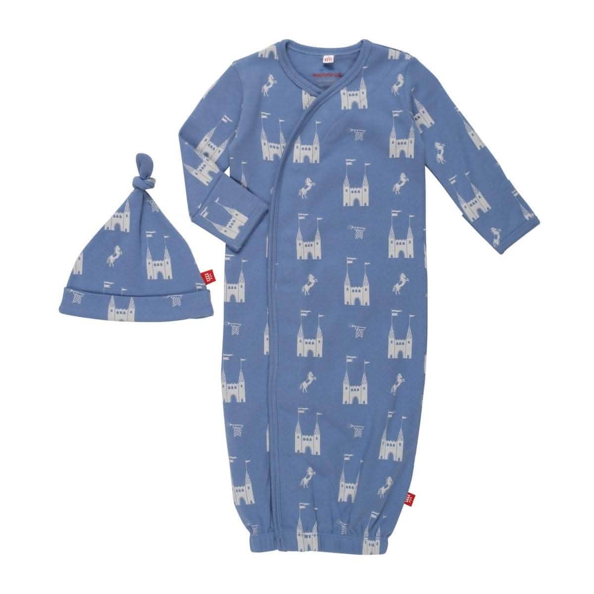 the balmoral of the story organic cotton magnetic open bottom gown + hat set - re-loved - Image 2