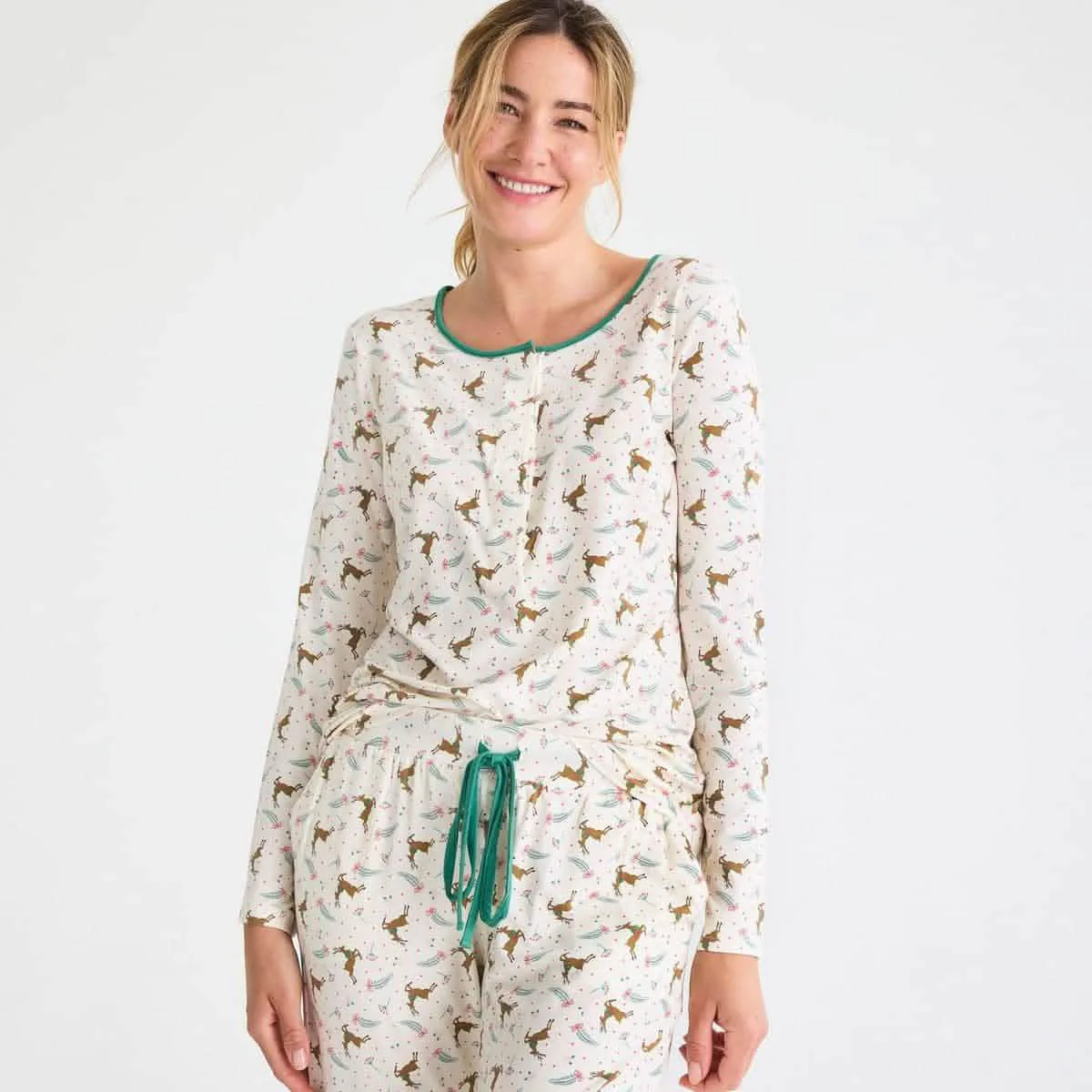 women's merry and bright modal magnetic long sleeve jogger set - re-loved - Image 3