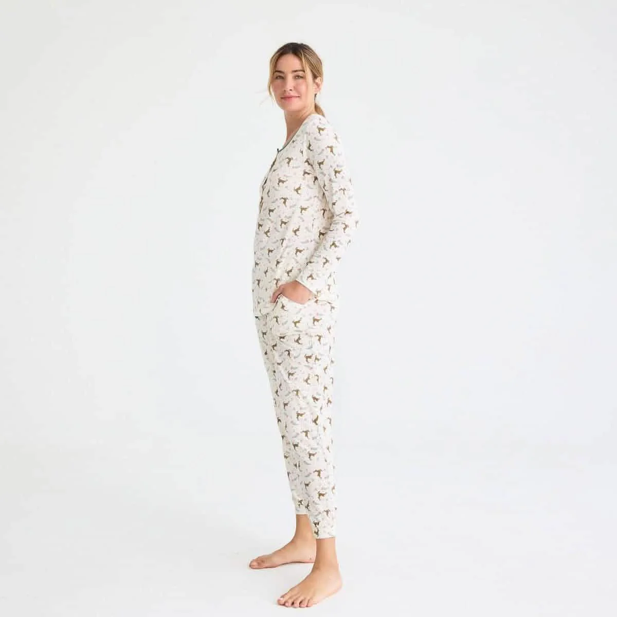 women's merry and bright modal magnetic long sleeve jogger set - re-loved - Image 4